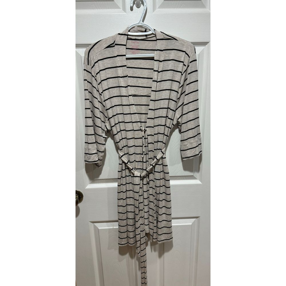 Women's Everly Grey Striped Nursing Robe‎ Size XL